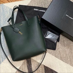 DARK GREEN SHOPPING SAINT LAURENT TOY IN SUPPLE LEATHER BRAND NEW NEVER USED